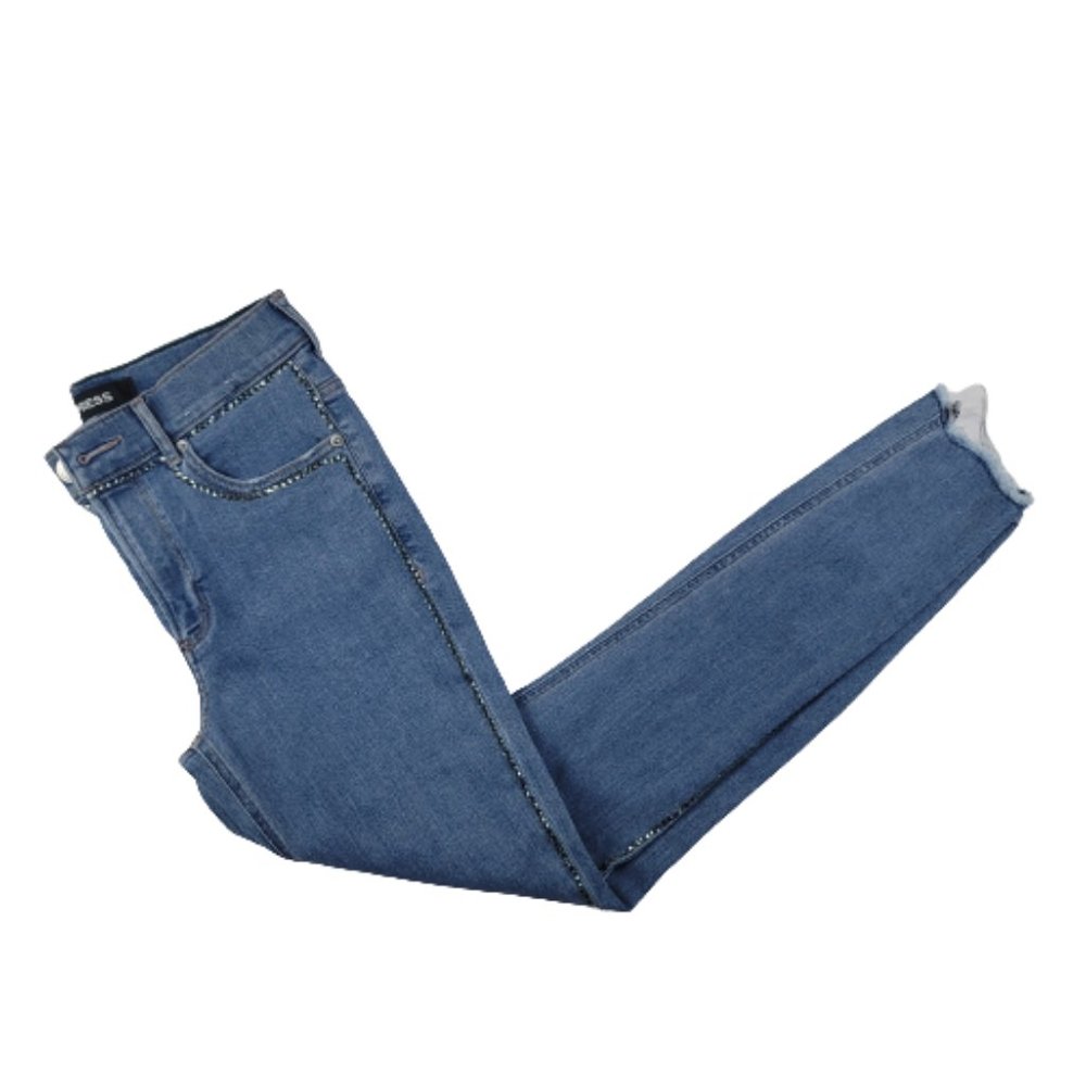 Express High Waisted Embellished Stripe Stretch Ankle Leggings Jeans - Picture 11 of 15